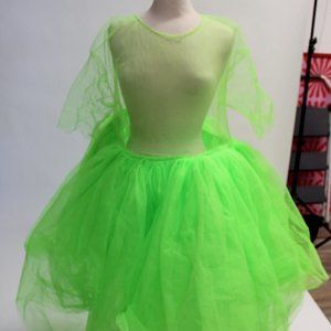 OVERSIZED NEON GREEN THICK TULLE MIDI T-SHIRT DRESS